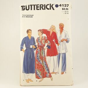 Uncut, ROBE + BELT Unisex Size Medium- Chest 38-40 BUTTERICK 4137 Sewing Pattern